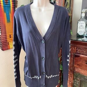 Pendleton Blue Cotton Button-Down Cardigan Small (runs big)